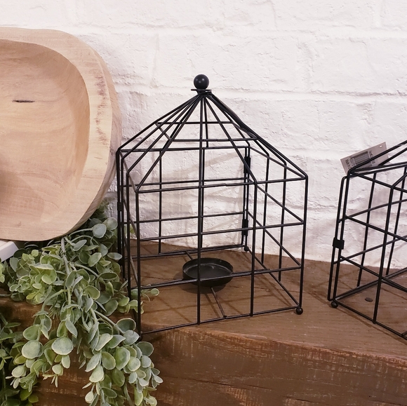 Set of 2 open cage candle holder table decor - Picture 2 of 5
